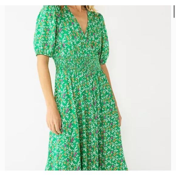 Draper James | Dresses | Draper James Rsvp Green Floral Midi Dress Size ...